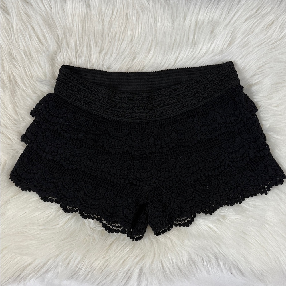 Elegant Black Crochet Women Shorts